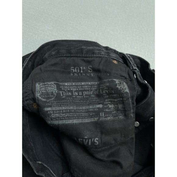 $188 Levi's 501 Jeans 27x28 Made & Crafted Selvedge High Rise Skinny Embroidered - Picture 12 of 15